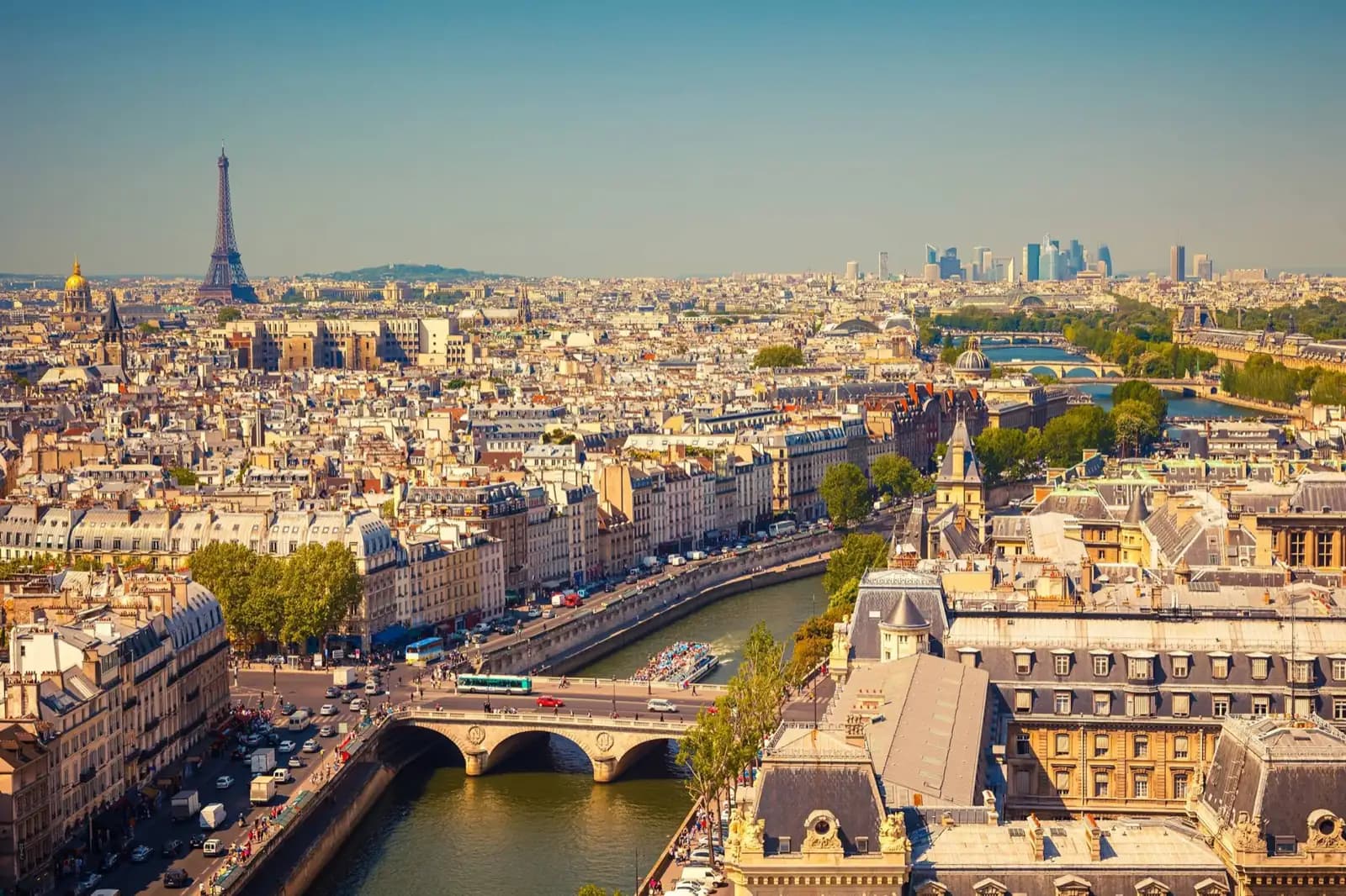 Paris skyline with the Eiffel Tower and the Seine